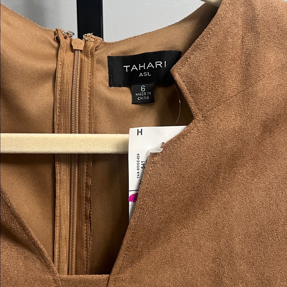 Tahari ASL Brown Mini Dress with Chain Detail Sz 6 nwt women’s dress #901 - Picture 3 of 10